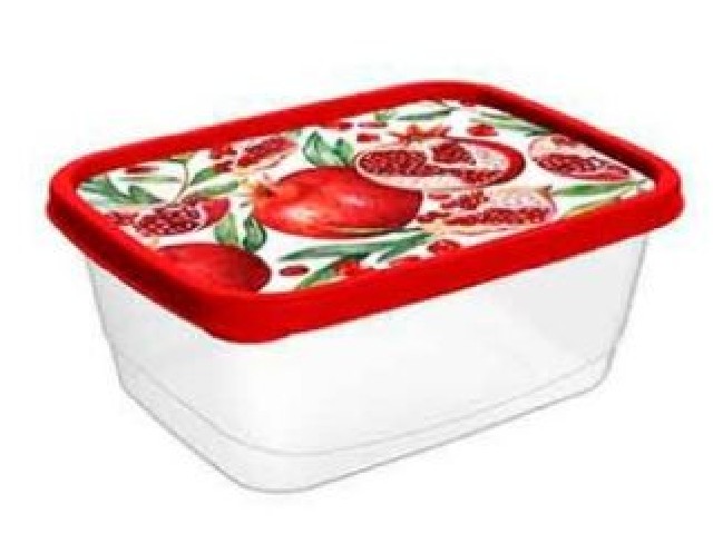 Контейнер для продуктов прямоугольный 0,5л с декором (красный)